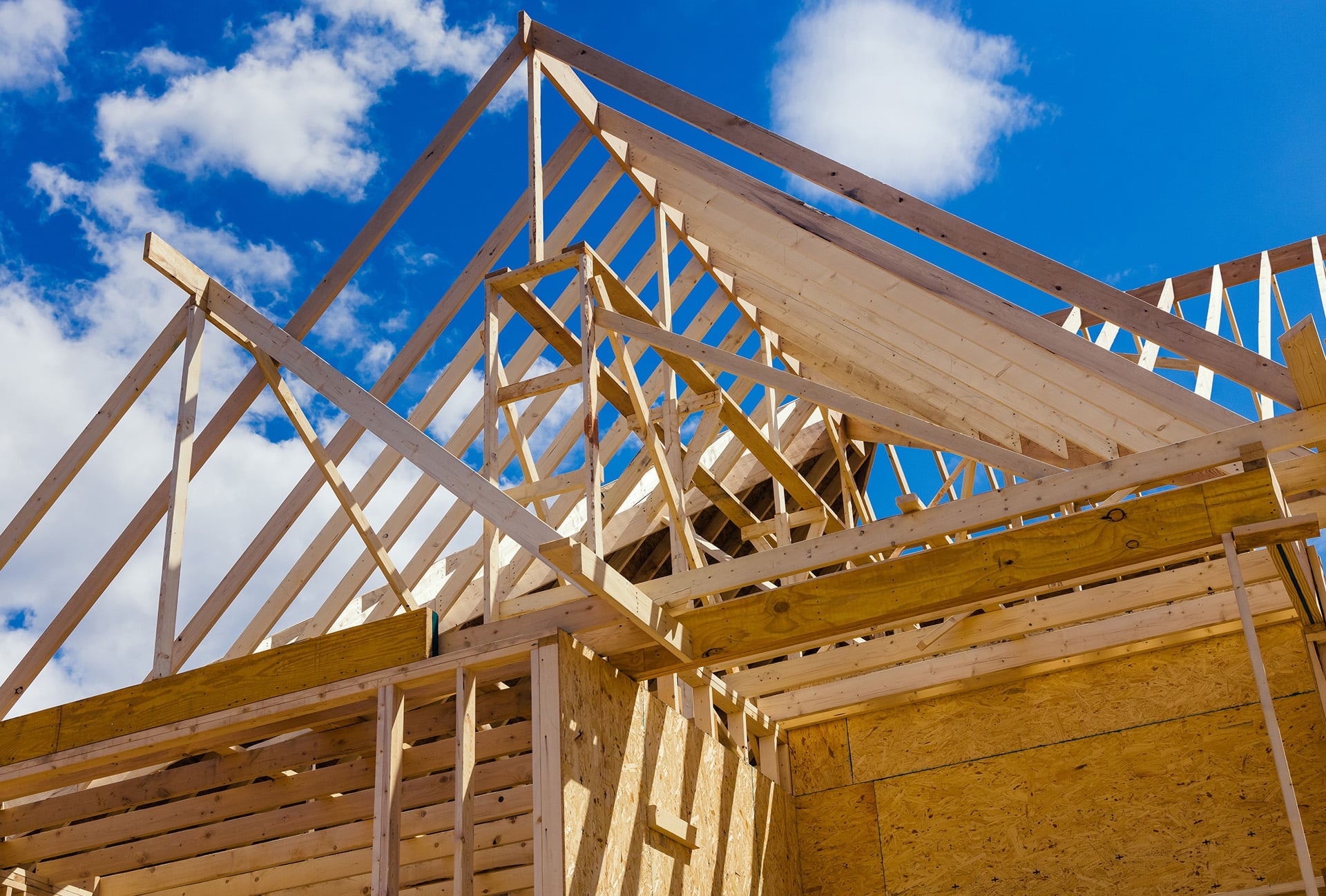 Residential remodel framing in progress